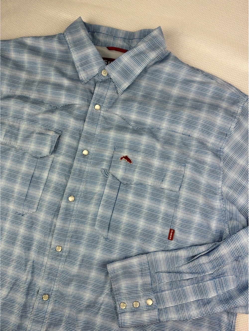 SIMMS XXL Cotton Blend Men’s Long Sleeve Fishing Shirt Vented 3xDry Pearl Snap